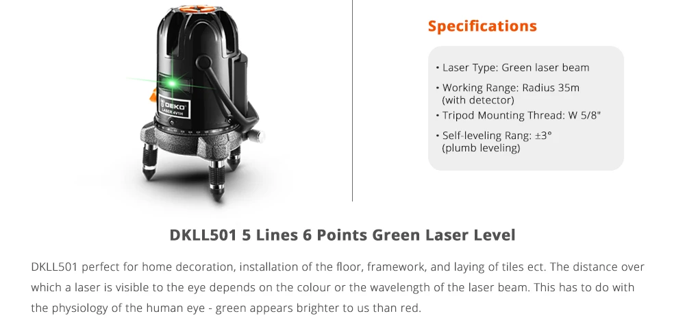 DEKO LL57 S2 5 Line 6 Points зеленый лазерный уровень самонивелирующийся горизонтальный и вертикальный 360 градусов Регулировка более высокая видимость