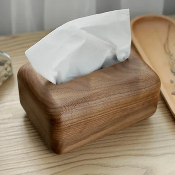 

1Pc Walnut Tissue Box Exquisite Solid Wood Tissue Box Wooden Tissue Box Desktop Paper Container For Home Brown