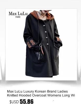 Max LuLu Fashion Korean Ladies Punk Oversized Clothes Womens Hooded Leopard Denim Trench Coats Vintage Black Long Windbreakers