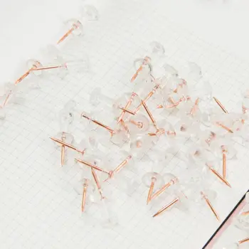 

100pcs Transparent Rose Gold Push Pins Thumb Thumbtack Board Pins Drawing Photo Wall Studs Office School Supplies