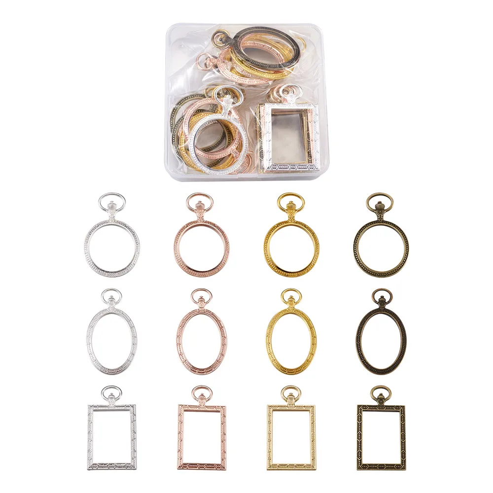 

Alloy Open Back Bezel Big Pendants, For DIY UV Resin, Epoxy Resin, Pressed Flower Jewelry, Mixed Shapes, Mixed Color