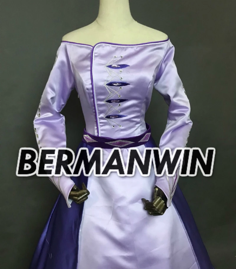 BERMANWIN/платье Снежной Королевы фиолетового цвета Эльзы; костюм на Хэллоуин для взрослых женщин; костюм принцессы Эльзы с вышивкой; платье Эльзы и Анны для костюмированной вечеринки
