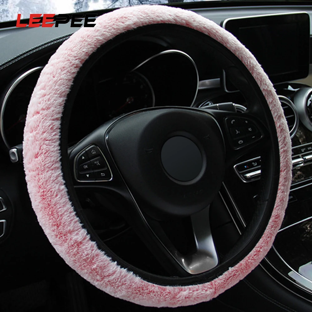 

LEEPEE Car Steering Wheel Cover Winter Warm Covers Auto Interior Accessories Universal Car-styling Soft Plush Steering Covers