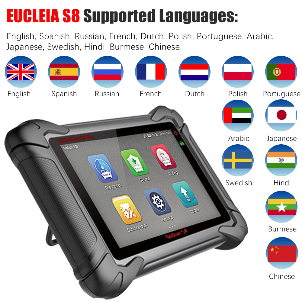 Сканер EUCLEIA S8 OBD2 профессиональная система Программирование ЭБУ J2534 Автомобильный