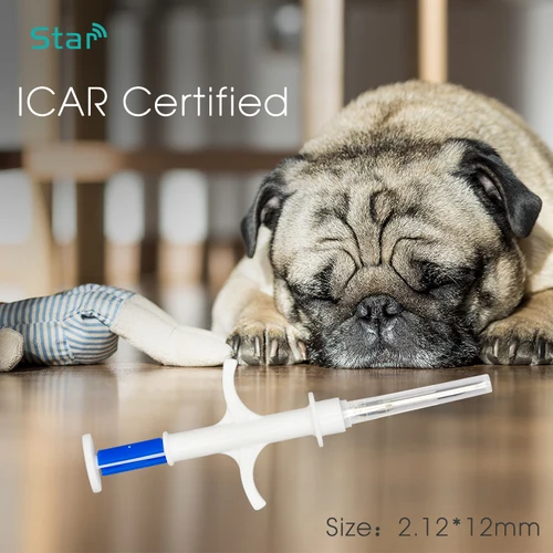 ISO11784 FDX-B 2.12x12mm 고양이 개 마이크로 칩 동물 주사기 ID 이식 애완 동물 칩 바늘 수의사 개 고양이 물고기를위한 RFID 주입기 구덩이 꼬리표 4