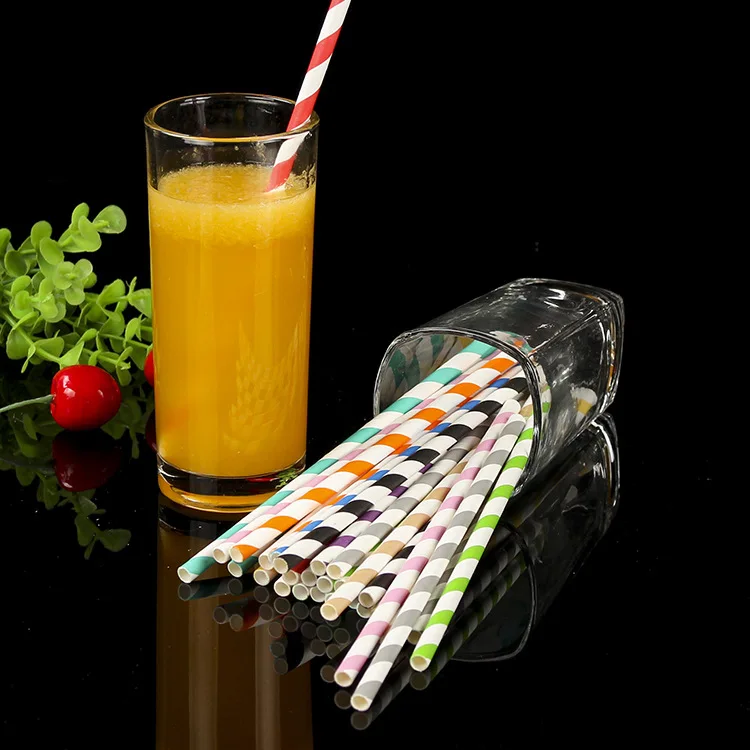 

Color Biodegradable Banquet Decoration Paper-plastic Stick Straw Creative Spiral Milk Tea Drink Straw