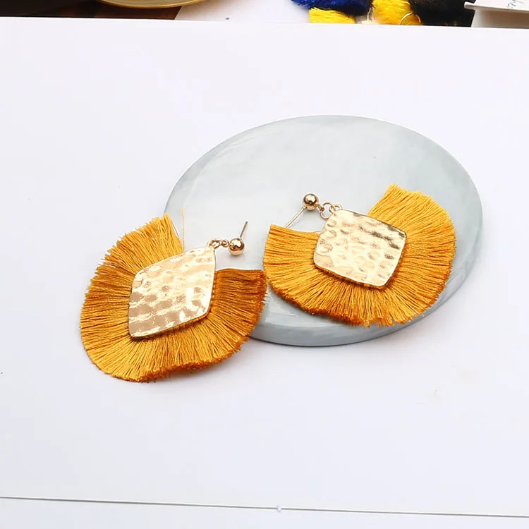 Bohemian Fanshaped Tassel Earrings Statement Korean Earrings Indian Boho Fashion Jewelry Orecchini Donna Kolczyki Damskie