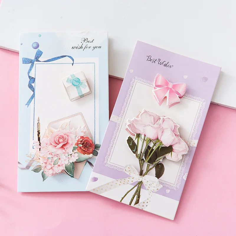 

8pcs Wedding Party Invitation Envelopes DIY Invitation Greeting Card Handmade Greeting Card Folded Retro Shining Crystal Flower