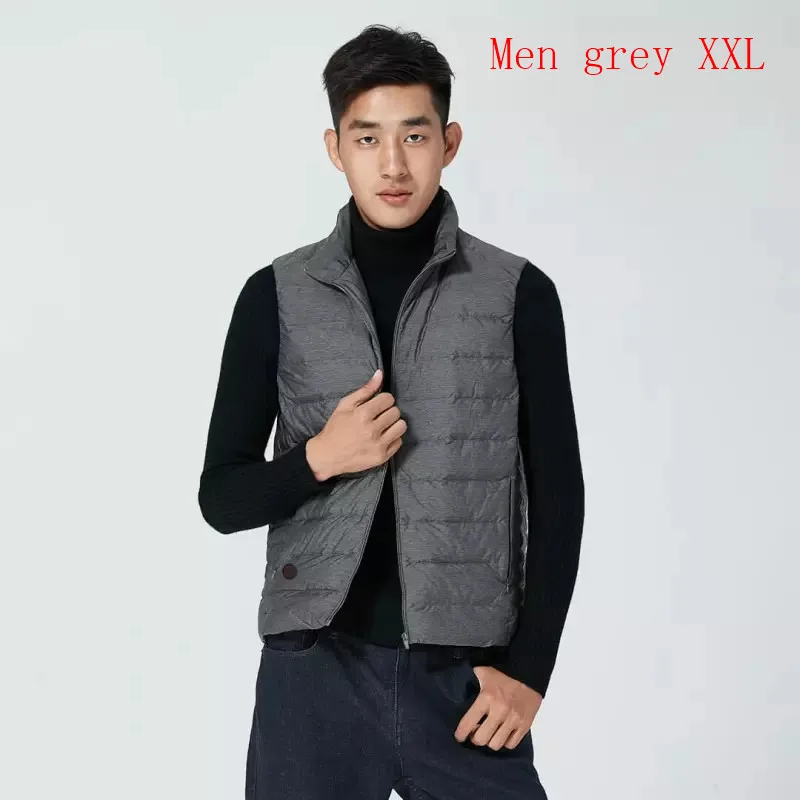 Men grey XXL Xiaomi Mijia Графеновый умный температурный контроль жар гусиный пух жилет Пара моделей 4 файла контроль температуры плагин - Цвет: Men grey XXL
