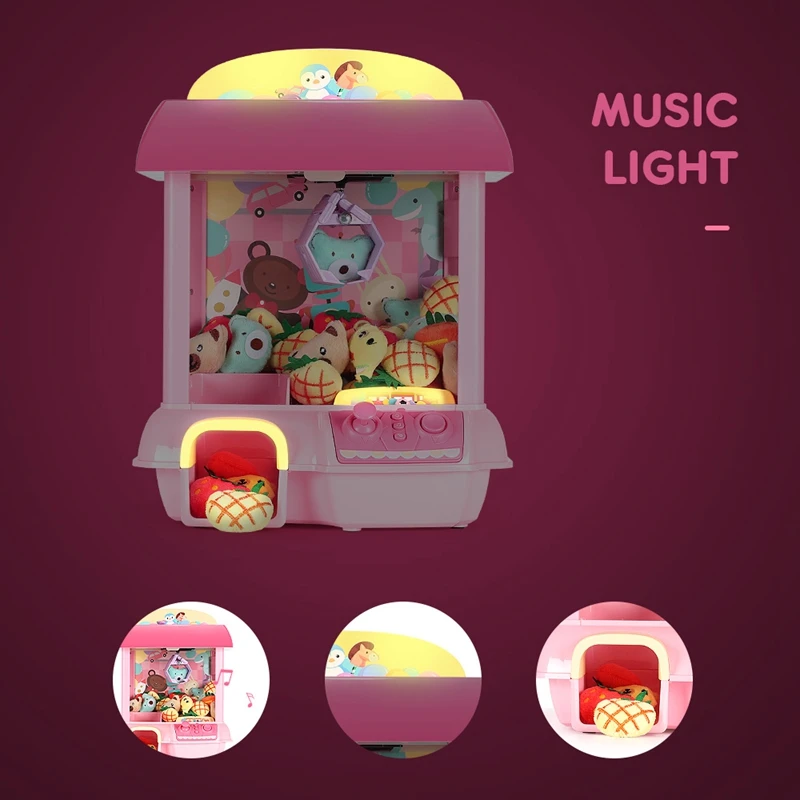 Kids Claw Machine Electronic Catch Doll DIY Doll Machine House Coin Operated Catcher Mini Vending Machine Gift For Children Toys