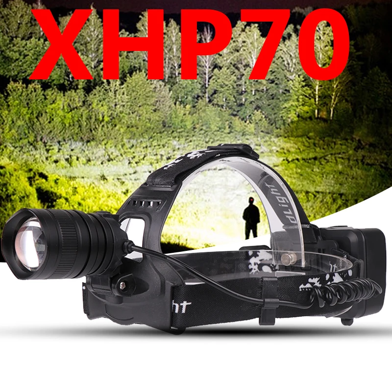 Z90S2806 светодиодный налобный фонарь Мощный CREE XLamp XHP70 зум-объектив фара 18650 перезаряжаемая батарея головной фонарик лампа факел