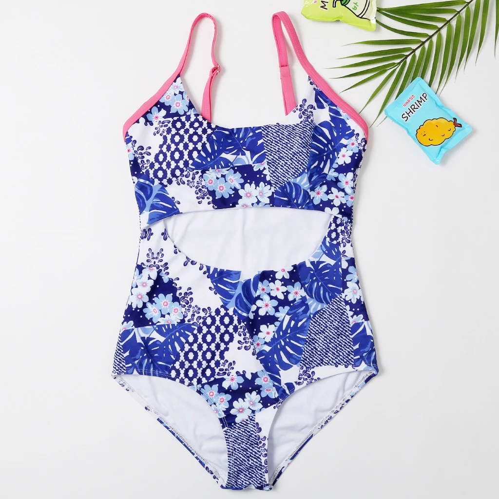 Новинка 2020 года пляжная одежда для мамы и ребенка слитный купальник с вырезами