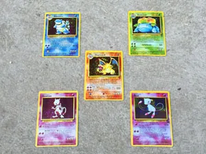 TOMY 5 шт./компл. Pokemon флэш-карты 1996 лет Charizard Blastoise Venusaur Mewtwo Mew Коллекционная карта - Цвет: Белый