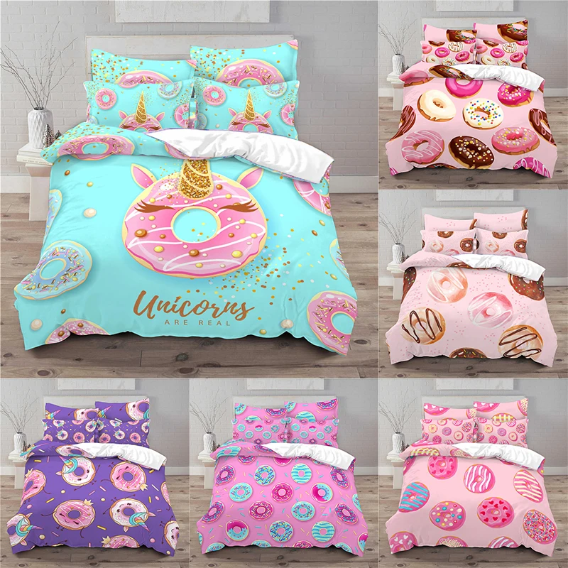 

Home Textile Luxury 3D Donuts Print 2/3Pcs Comfortable Duvet Cover Pillowcase Bedding Sets Single Queen and King EU/US/AU Size