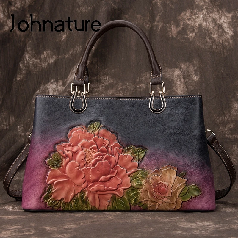 Best Price Женские роскошные сумки Johnature, дизайнерские сумки из натуральной кожи, ручная работа, тиснение, Ретро стиль, сумки через плечо, 2020 Best Price Женские роскошные сумки Johnature, дизайнерские сумки из натуральной кожи, ручная работа, тиснение, Ретро стиль, сумки через плечо, 2020