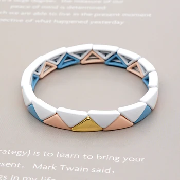 

Shinus Bracelets Enamel Tile Bracelet Women Summer Triangle geometry Beads Pulseras Mujer 2020 Fashion Jewelry Friendship Gift