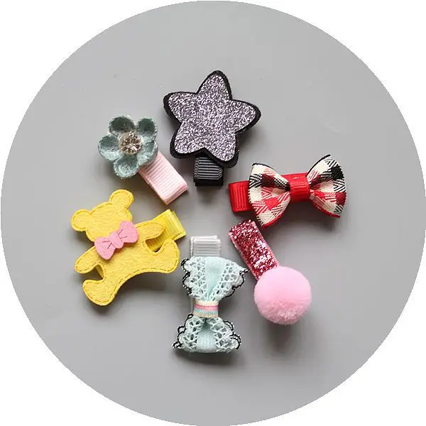 6pcs/card Baby Girls Bow Knot Hairpins Children Kids Cute Hairgrips Lovely Headwear Infants Barrettes Toddlers Hair Accessories
