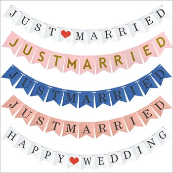 

JUST MARRIED Wedding Party Banner Props Decoration