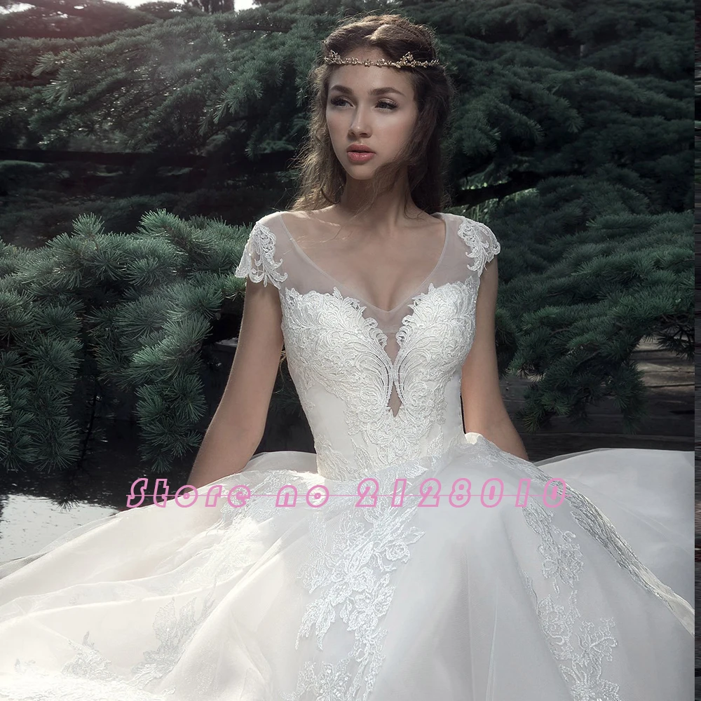 На заказ свадебное платье размера плюс Vestidos De Boda с v-образным вырезом на шнуровке сзади с аппликацией и коротким рукавом Свадебные платья Casamento