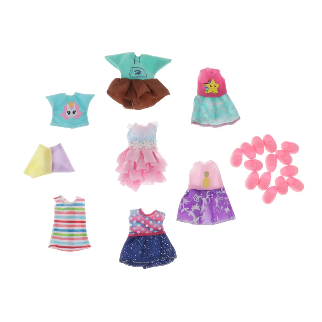 7 PCS Dolls Clothes Daily Outfits Shoes Dress Shorts Toys Accessory
