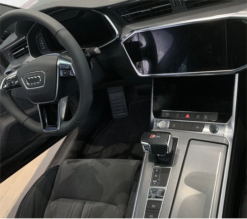 Автомобильный Стайлинг ABS углеродное волокно чехол для рычага переключения передач накладка наклейка Переключатель для Audi A6L A7 аксессуары для интерьера