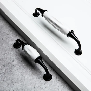 Home Retro Ceramic Door Handles Chinese style European Antique Furniture Handles Drawer Pulls Kitchen Cabinet Knobs and Handle