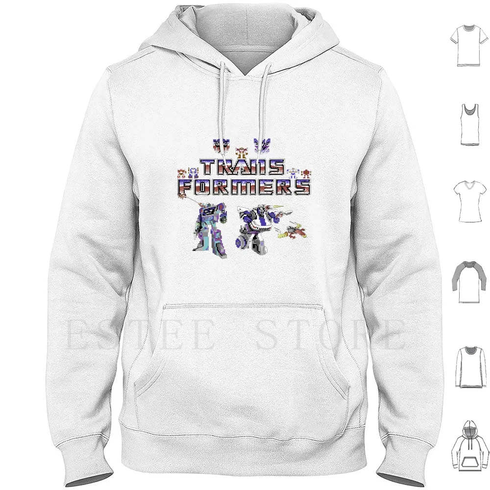 Felpe Con Cappuccio C64 Autobots Bit Classic Commodore 64 Computer Decepticons Gioco Pixel Robot Schermo Sprite Video