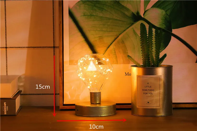 bulb shape Светодиодный светильник из медной проволоки, ночник, светильник светодиодный, Рождественский, Свадебный, домашний, вечерние, украшение, питание от батареи, окружающий светильник ing - Испускаемый цвет: bulb shape