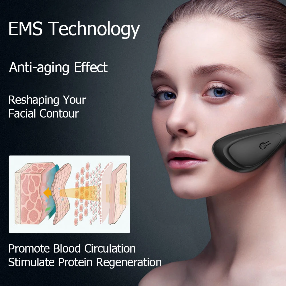  EMS Face Lifting Slimming Face Massager Deep Fat Burring Fade Lines Acoustic Vibration Facial Massa
