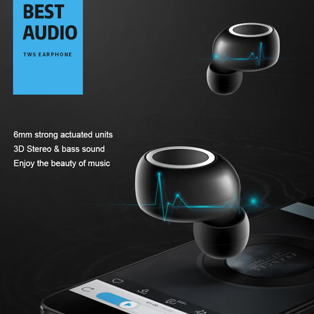 Bluetooth 5,0 HD спортивные басы беспроводные наушники стерео вкладыши 3D музыка сенсорное управление микрофон вкладыши мини с зарядным устройством