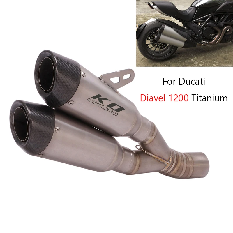 

60mm Dual-outlet Muffler for Ducati Diavel 1200 Exhaust Pipe Motorcycle Titanium Escape No DB Killer Slip On Original System