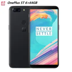 Отремонтированный OnePlus 5T 4G Смартфон Android 7,1 6,01 "Восьмиядерный процессор Snapdragon 835 2,45 ГГц 6 Гб 64 Гб 16,0 Мп мобильный телефон с отпечатком пальца