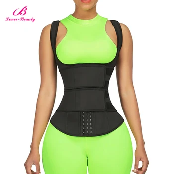 

Waist Trainer Adjustable Belt Double Strap Slimming Latex Waist Trainer Vest 3 Row Hooks Hourglass High Compression Abdomen Belt