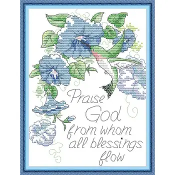 

Praise God Joy Sunday Cross Stitch Patterns 14CT 11CT Counted Printed Fabric DIY Handmade Embroidery Thread Sets Needlework Sets