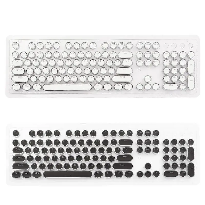

104 Keys Retro Round Keycaps Double Shot DIY Typewriter Keycap for Backlit Mechanical Keyboard Circular Key Cap