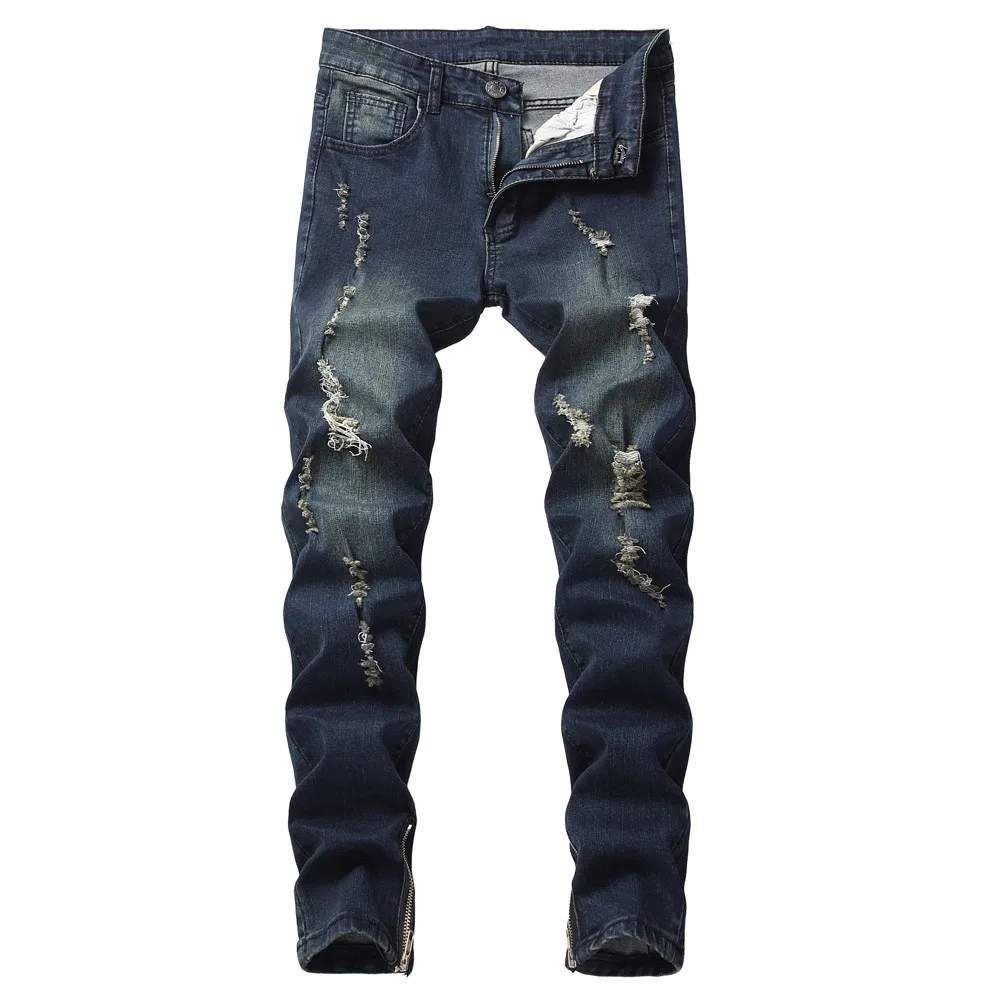 SIKETU, мужские джинсы, средняя талия, повседневные, тонкие, длина, обтягивающие джинсы, Мужская Уличная мода, рваные джинсы для мужчин, calcha masculina D40