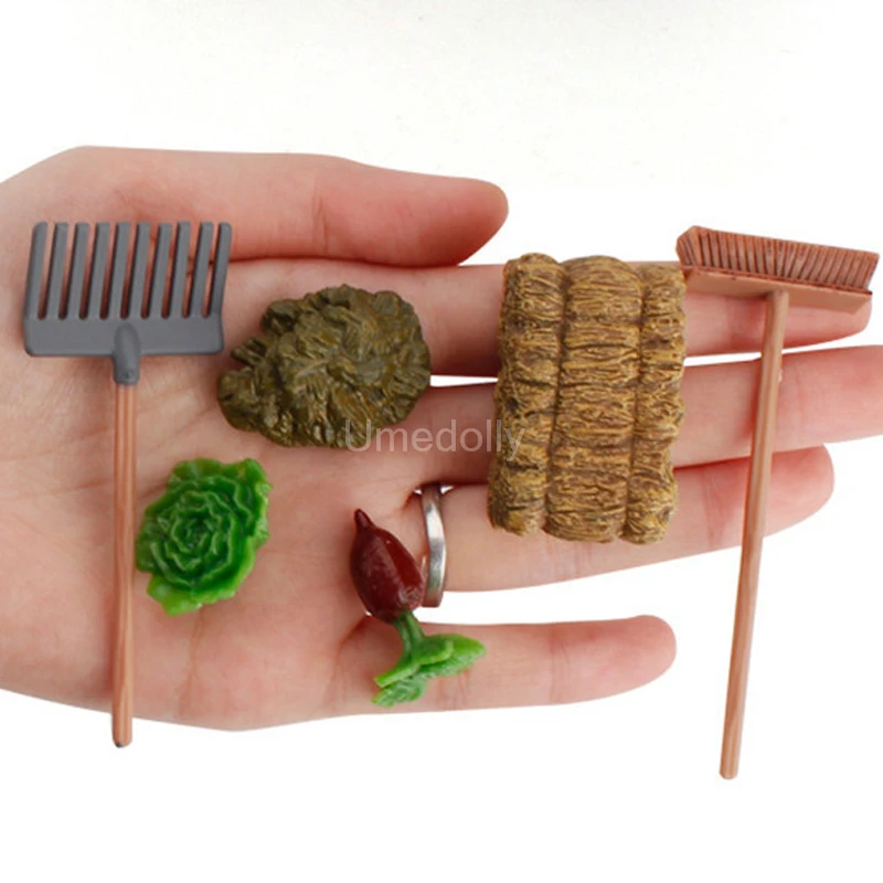 Dollhouse Miniature Vegetable Garden Tool Pretend Play Mini Farm Model Accessories Toy