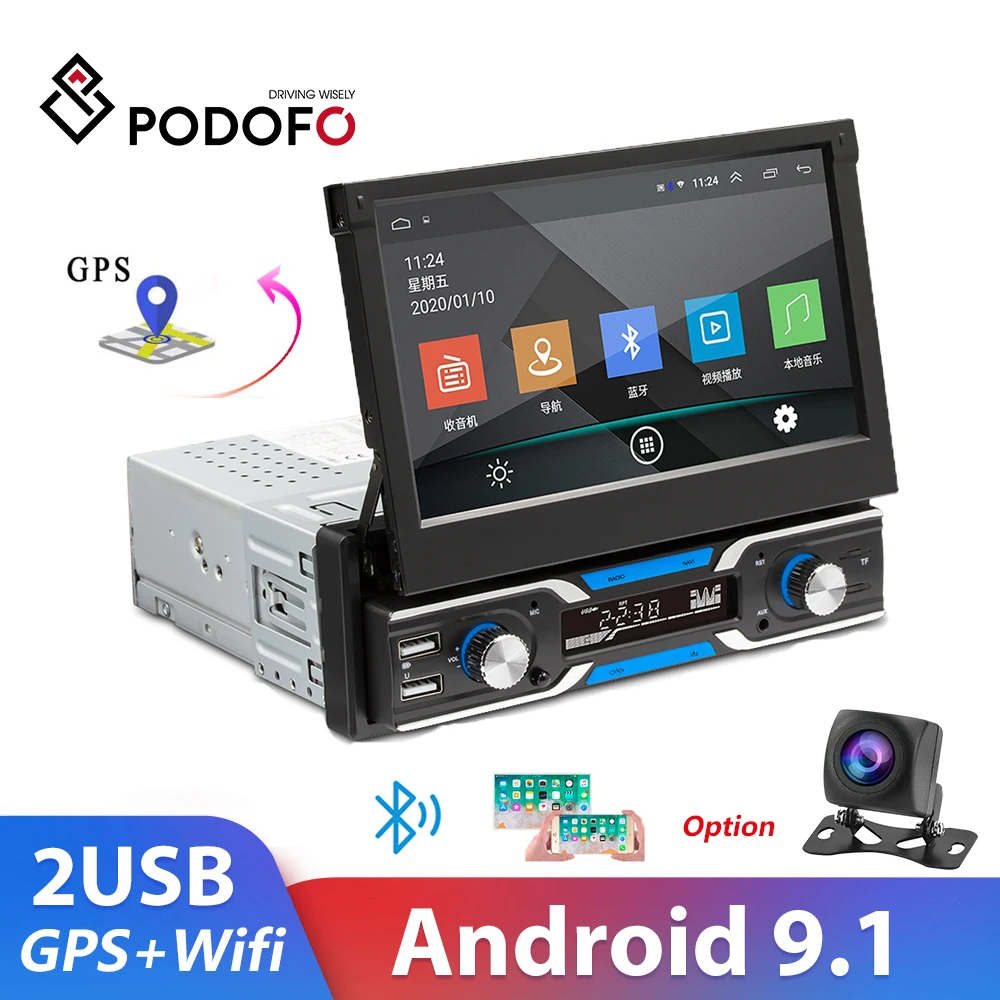 Podofo Android 1 Din Car Stereo Radio GPS Navi 7