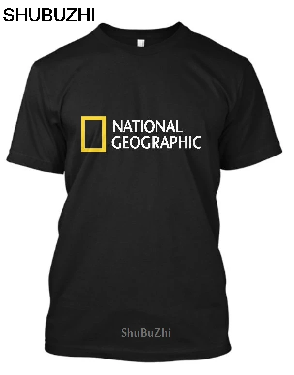 Новинка, Мужская черная футболка с коротким рукавом и логотипом National Geographic, Мужская хлопковая футболка s, летняя брендовая футболка, Европейский Размер 4XL 5XL