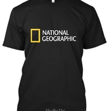 Новинка, Мужская черная футболка с коротким рукавом и логотипом National Geographic, Мужская хлопковая футболка s, летняя брендовая футболка, Европейский Размер 4XL 5XL