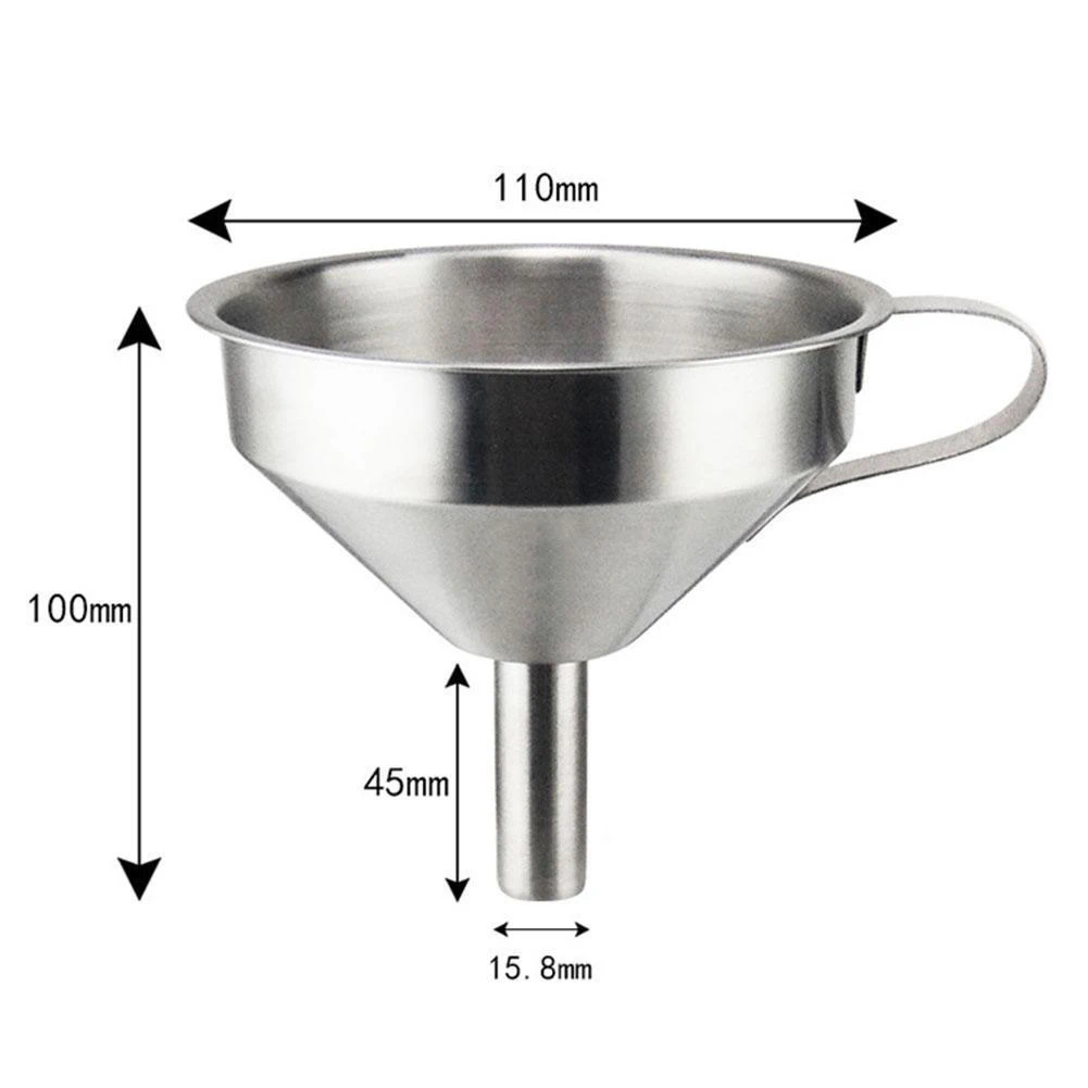 3 Sizes Stainless Steel Funnel Wide Mouth Cooking Oil Liquid Flask Filter Kitchen Funnels For