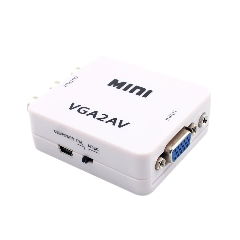 1080P мини VGA к RCA AV конвертер с 3,5 мм VGA 2AV/CVBS Аудио+ аудио к ПК HDTV конвертер