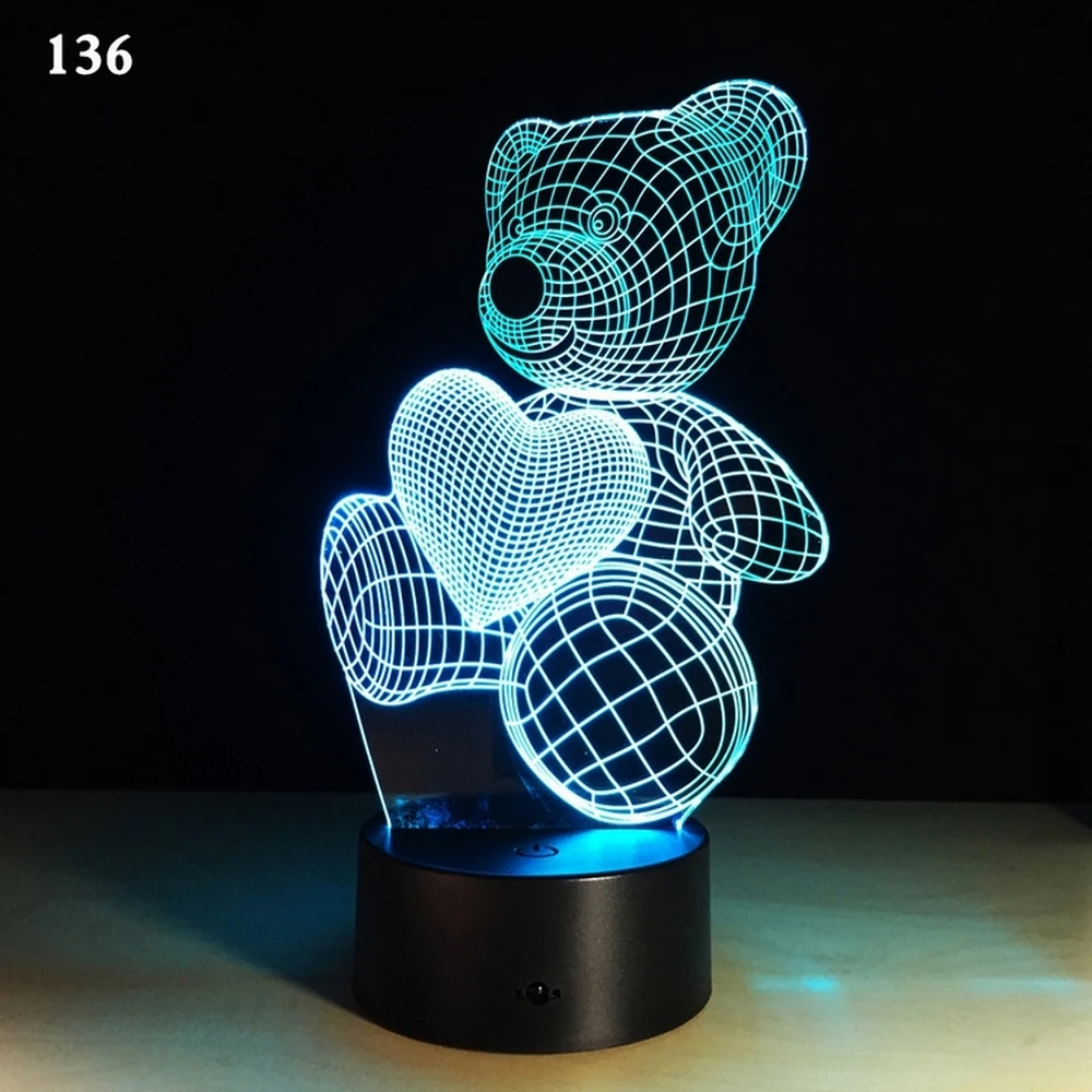 3D Симфония светодиодный ночник с 7 цветами вспышки и сенсорный выключатель USB питание спальня настольная лампа детский подарок