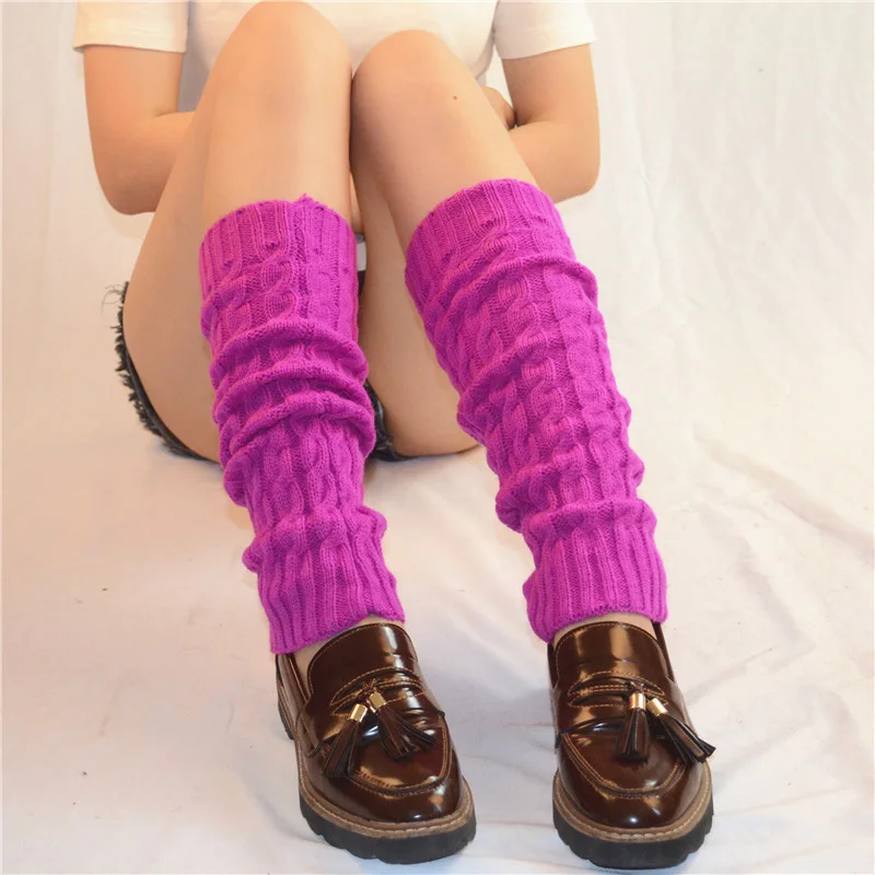 Japanese Lolita Leg Warmers Women Winter Thicken Knit Loose Style Lady Knee Stockings Leggings Warm Boots Punk Girl Long Socks