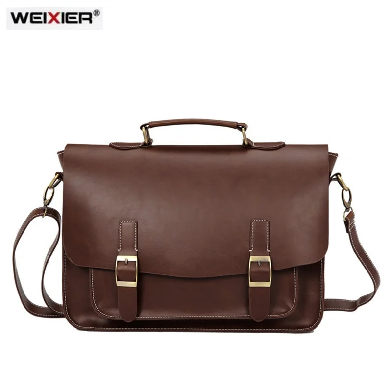 

Business office Men Briefcase Designer Brand Leather Tote male Large capacity Laptop Shoulder bags women Vintage Travel Handbags