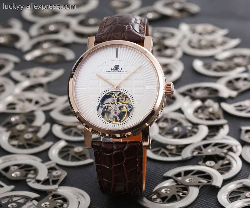 43 мм известный бренд полые Tourbillon автоматические механические мужские часы из нержавеющей стали чехол из розового золота Мужские наручные часы A82 - Цвет: 03