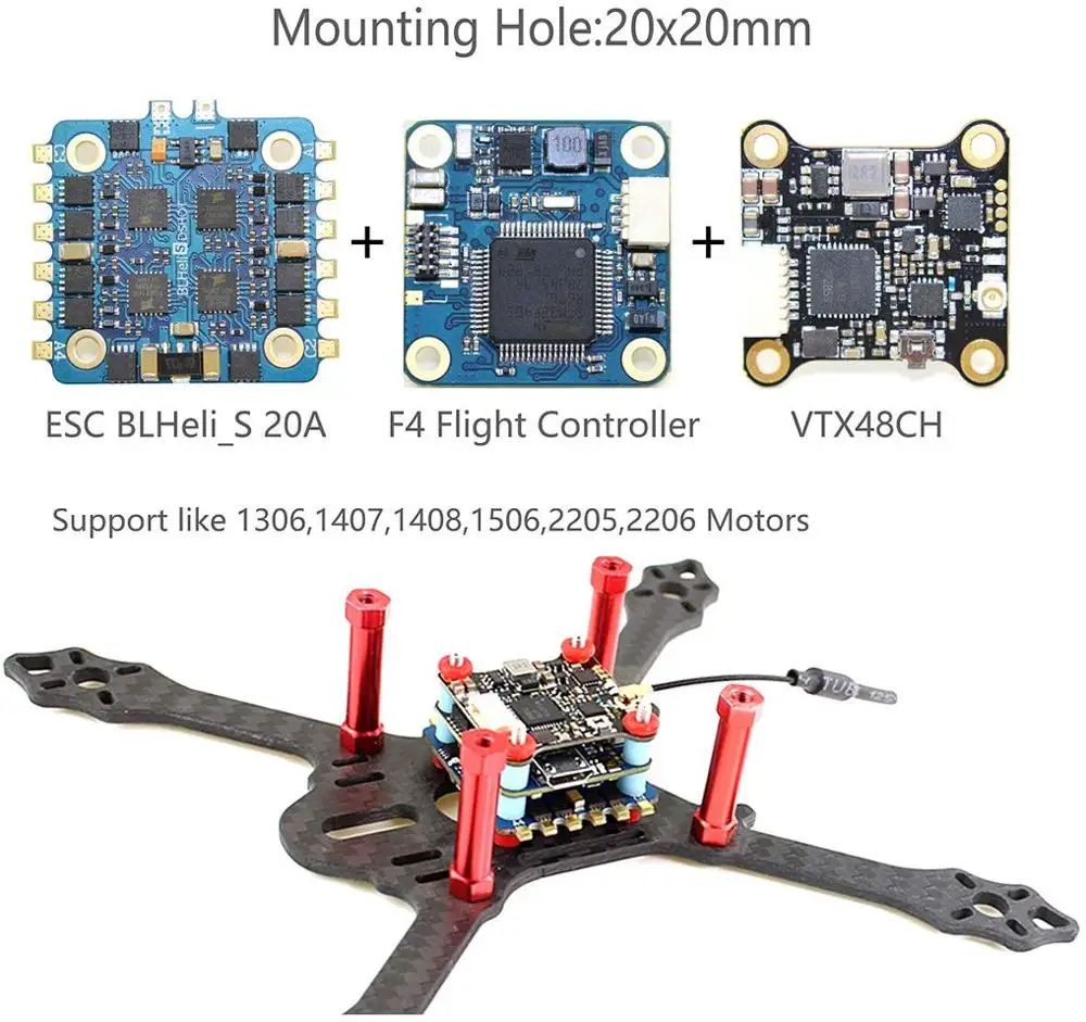 Мини Летающая башня F4 управление полетом ler 20A 2-4S VTX передача 200 мВт управление полетом ESC Compatib iFlight Stack Duall