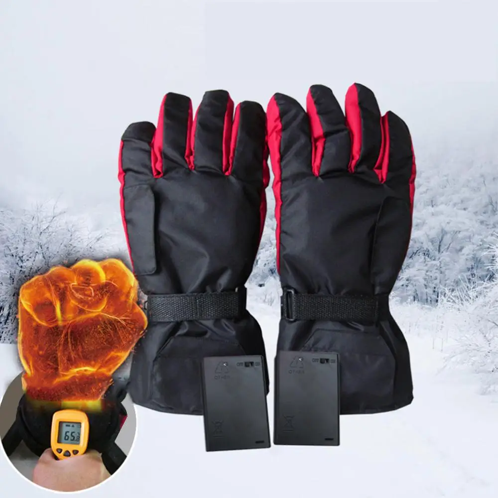 

Heating Gloves Battery-Type Carbon Fiber Waterproof Heating Gloves Battery Box Electric Ski Motorcycle Heated Gloves Warm Glove