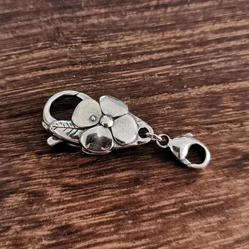

Genuine 925 Sterling Silver Four-leaf clover Lock Lobster Clasp Fit European Troll Bracelet Jewelry
