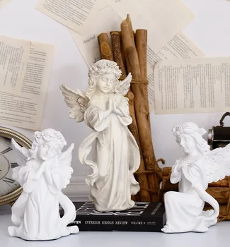 

Nordic Resin Angel Miniature Statue With Wings Cute Sculpture Modern Art For Home Decoration Garden Accessories Figurine